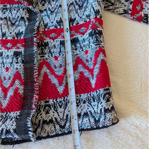 IRO Kroe Tweed Jacquard Black/Red Open Front Long Sleeve Jacket Blazer, sz 36/S - Picture 6 of 9